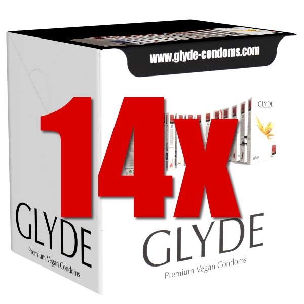 Glyde Ultra Outerbox: Strawberry, 14x10x10 Kondome