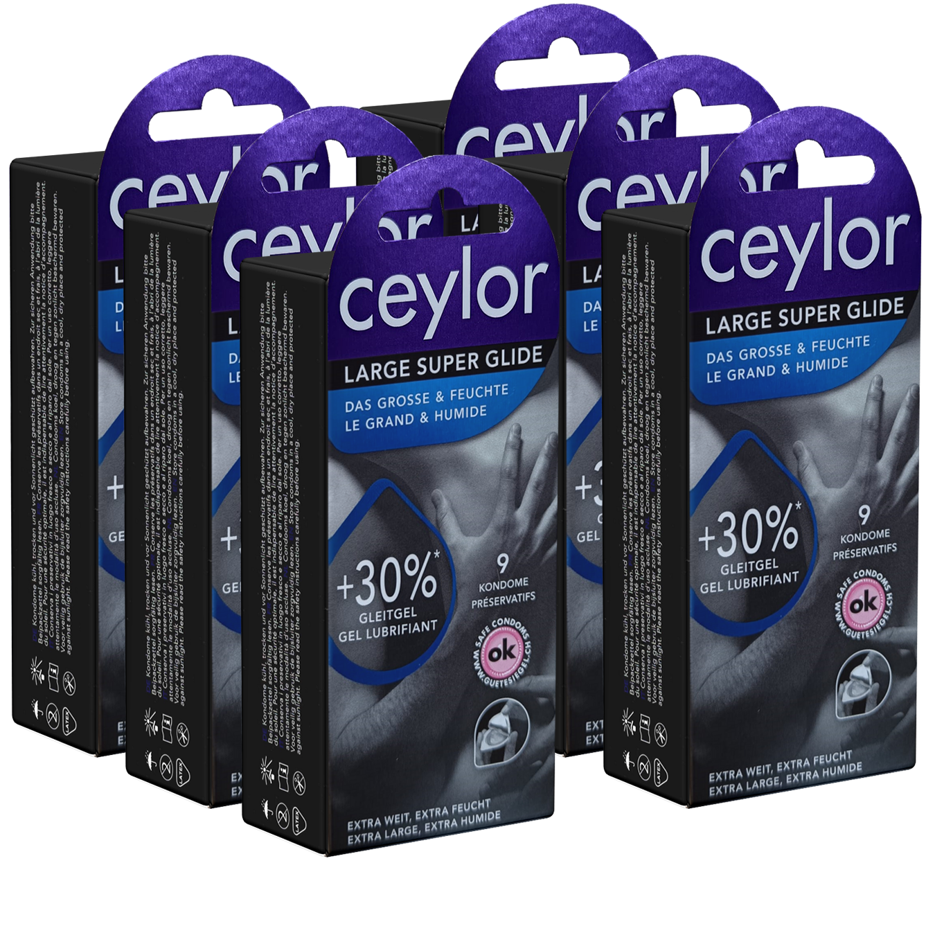 Ceylor Retail Unit: Large Super Glide, 6x9 Condoms