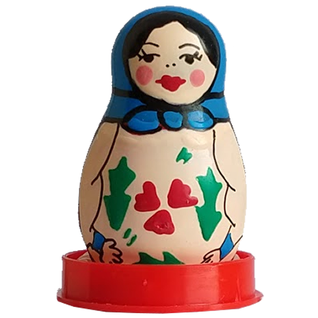 Novelty condom with figure «Matrjoschka (blue)» 1 piece, hand painted