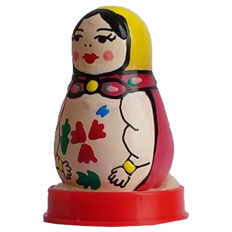 Novelty condom with figure «Matrjoschka (yellow)» 1 piece, hand painted