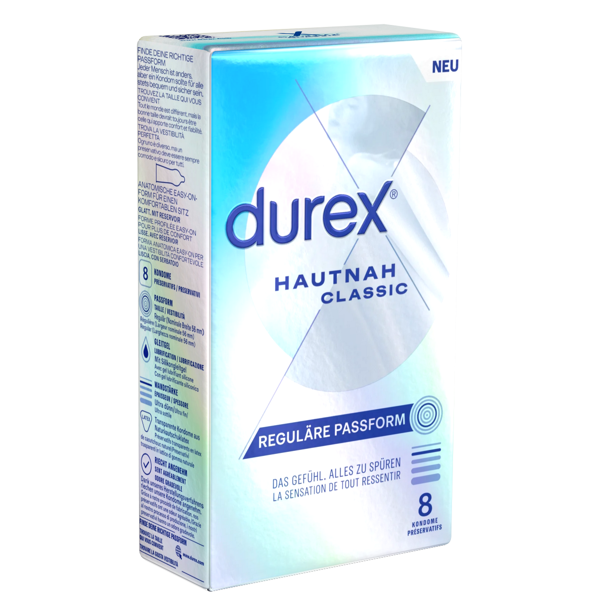 Durex Single: Hautnah (Invisible) Classic, 8 condoms