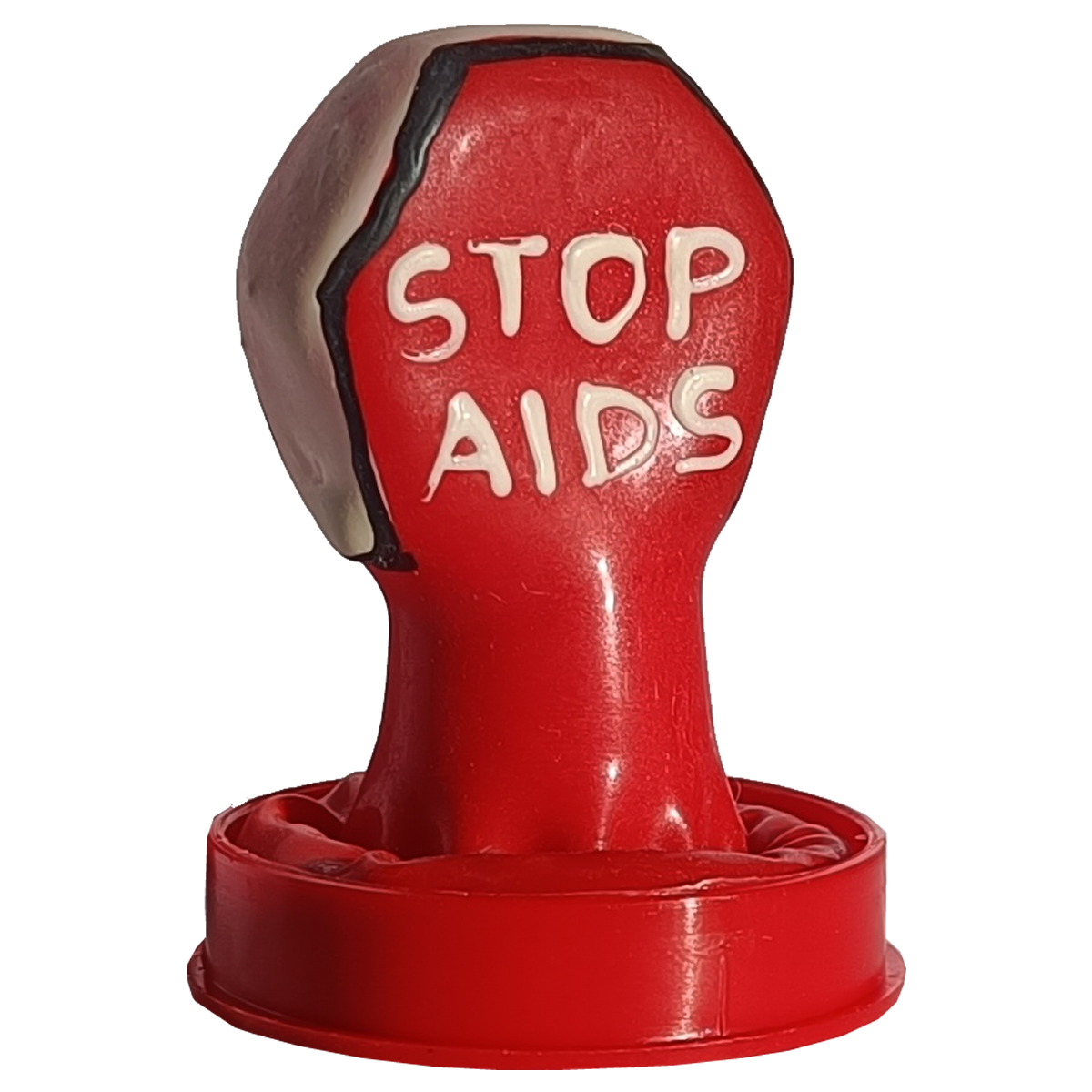 Novelty condom with figure «Stop AIDS» 1 piece, hand painted