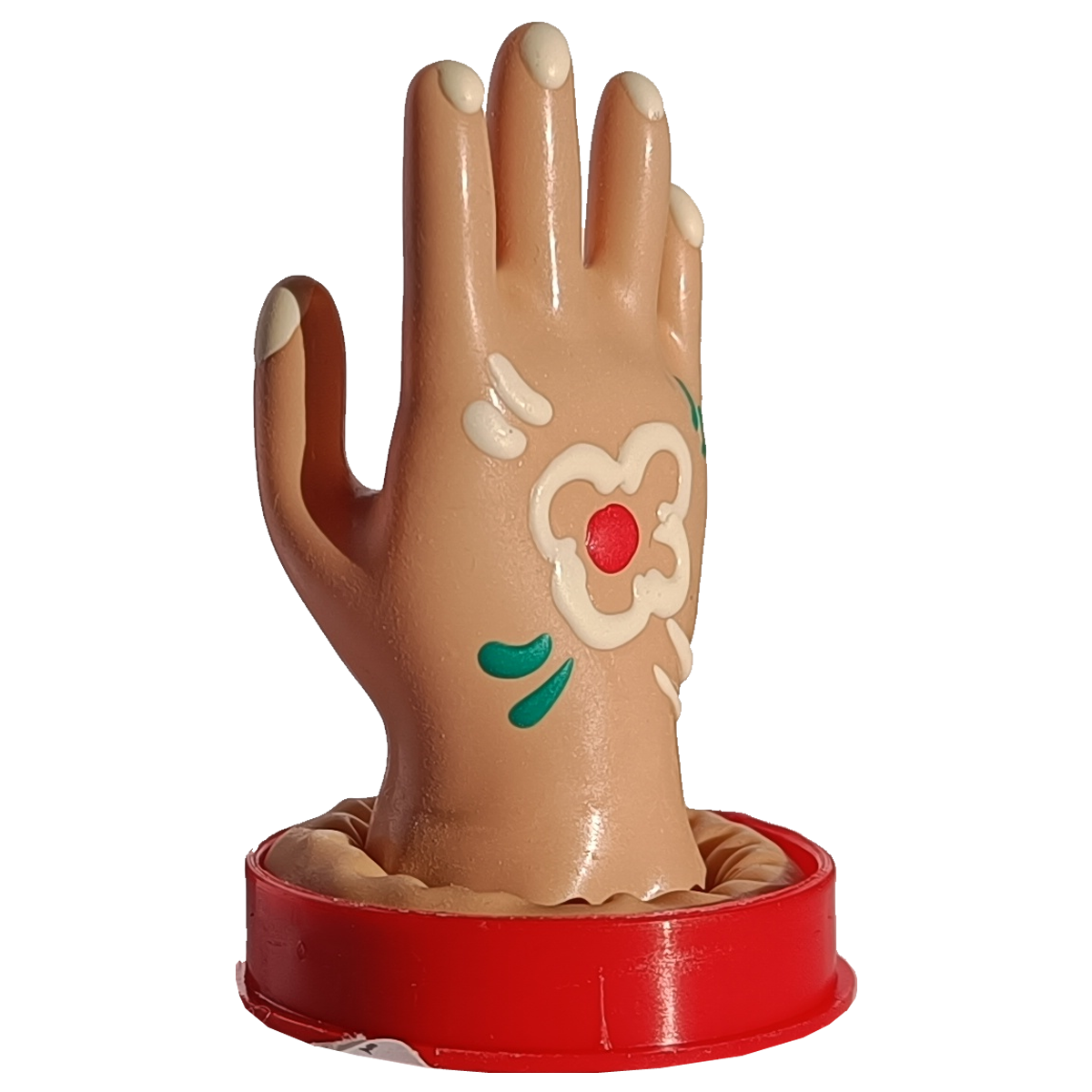 Novelty condom with figure «Hand» 1 piece, hand painted, glows in the dark