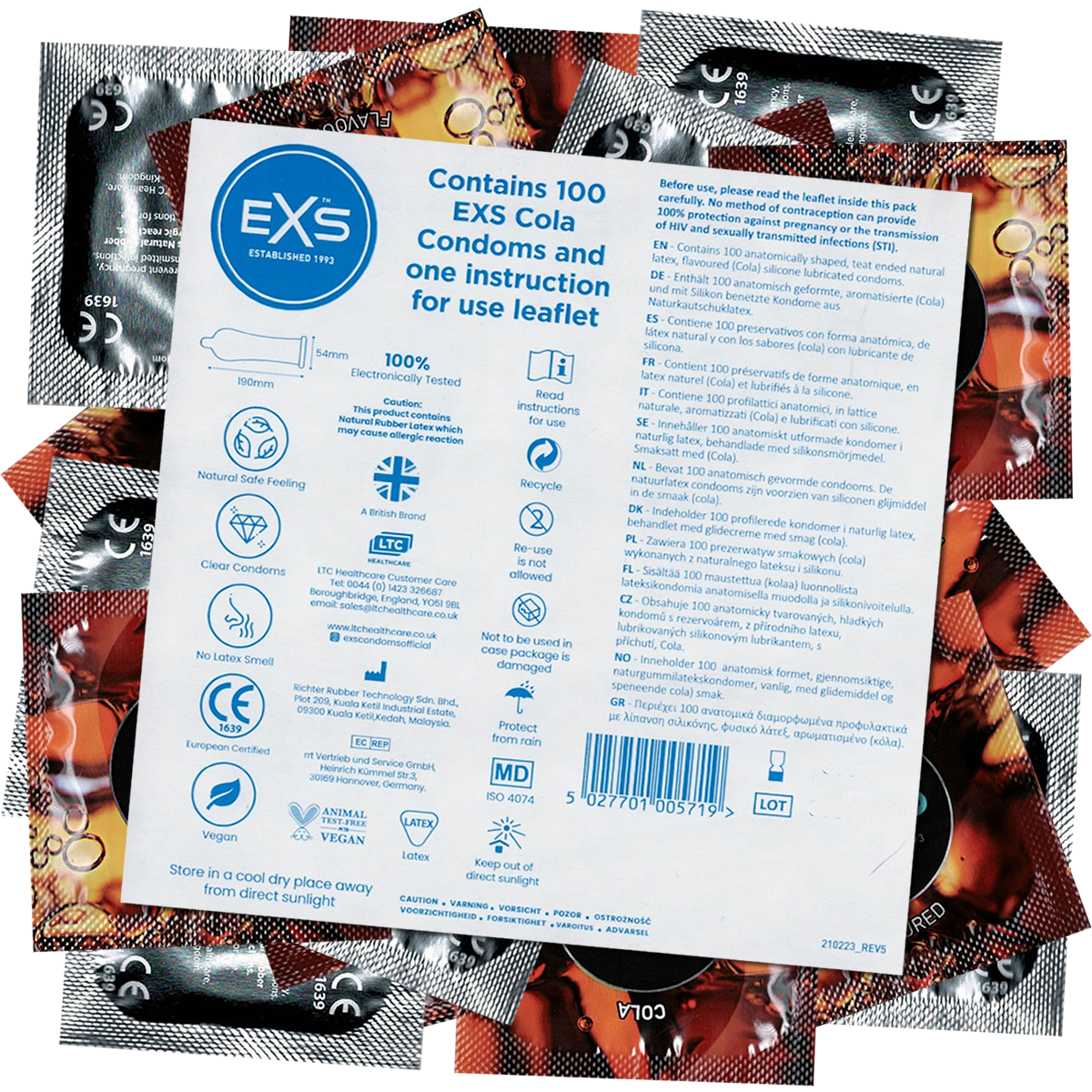 EXS «Cola Flavour» 100 tasty condoms, bulk pack, vegan