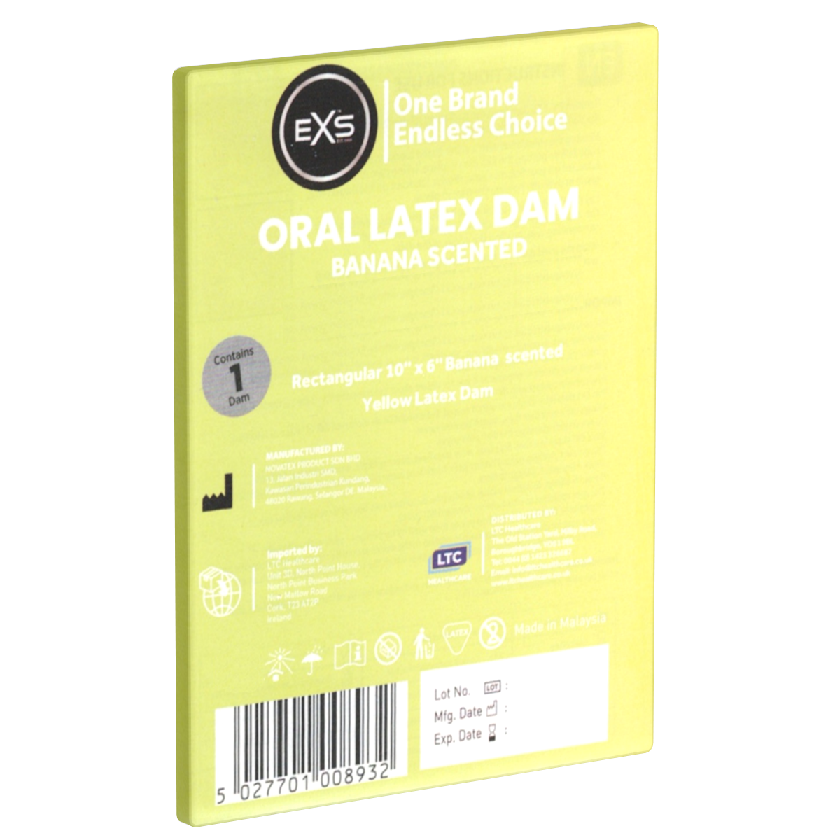 EXS «Banana Scented Oral Latex Dam», 1 latex sheet with banana flavour