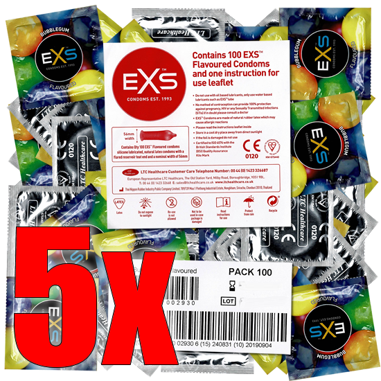 EXS Mega-Pack: Bubblegum, 5x100 condoms