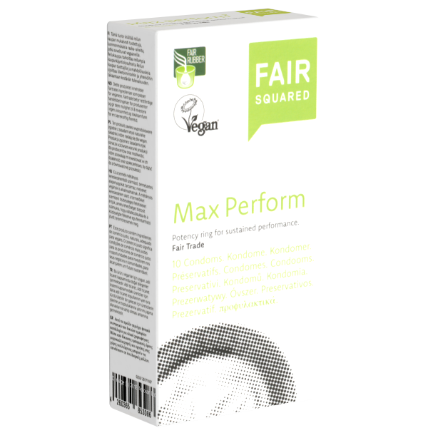 Fair Squared Single: Max Perform, 10 Fair Trade Kondome mit Potenzring