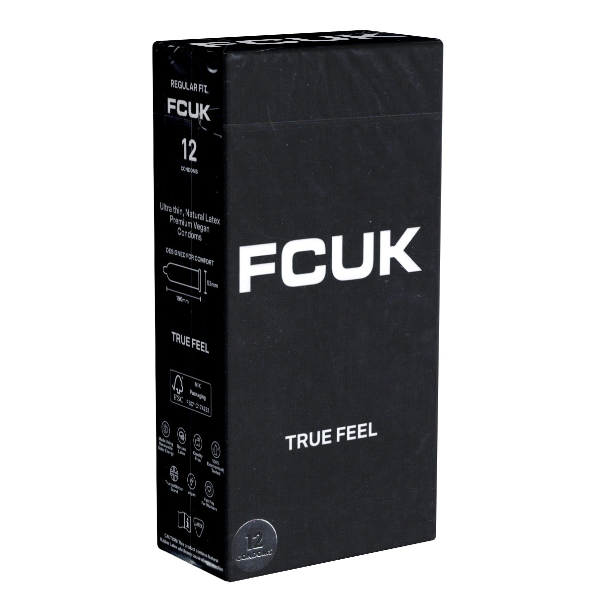 FCUK «Thin Condoms» Black, 12 dünne, veganfreundliche Kondome