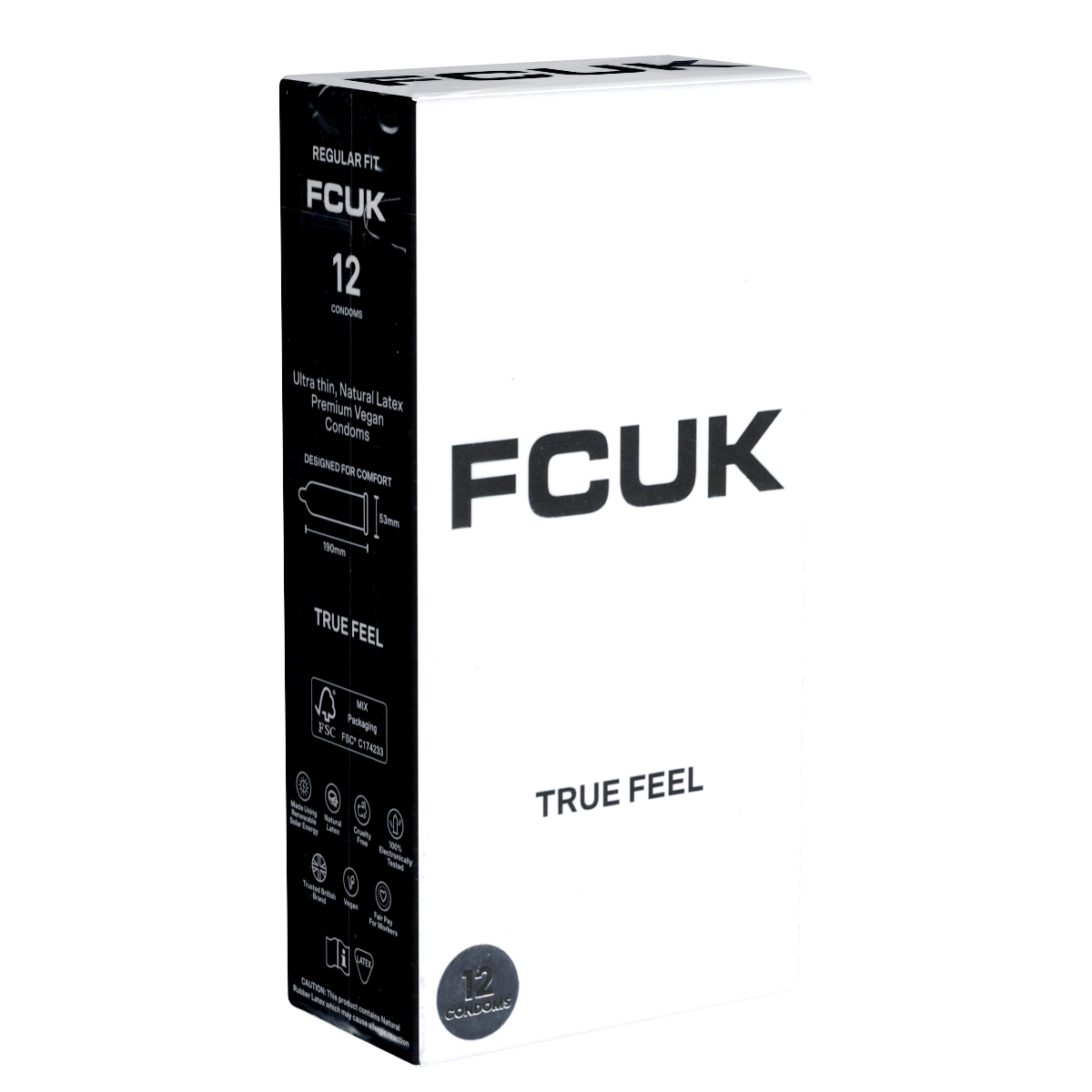 FCUK «Thin Condoms» White, 12 thin, vegan-friendly condoms