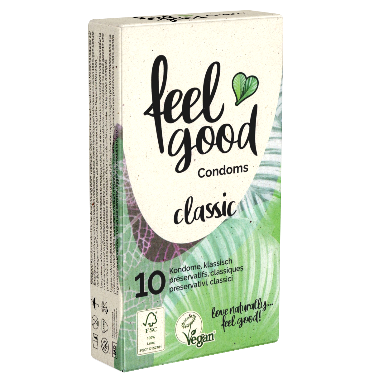 feelgood «classic» 10 klasische transparente, vegane Kondome