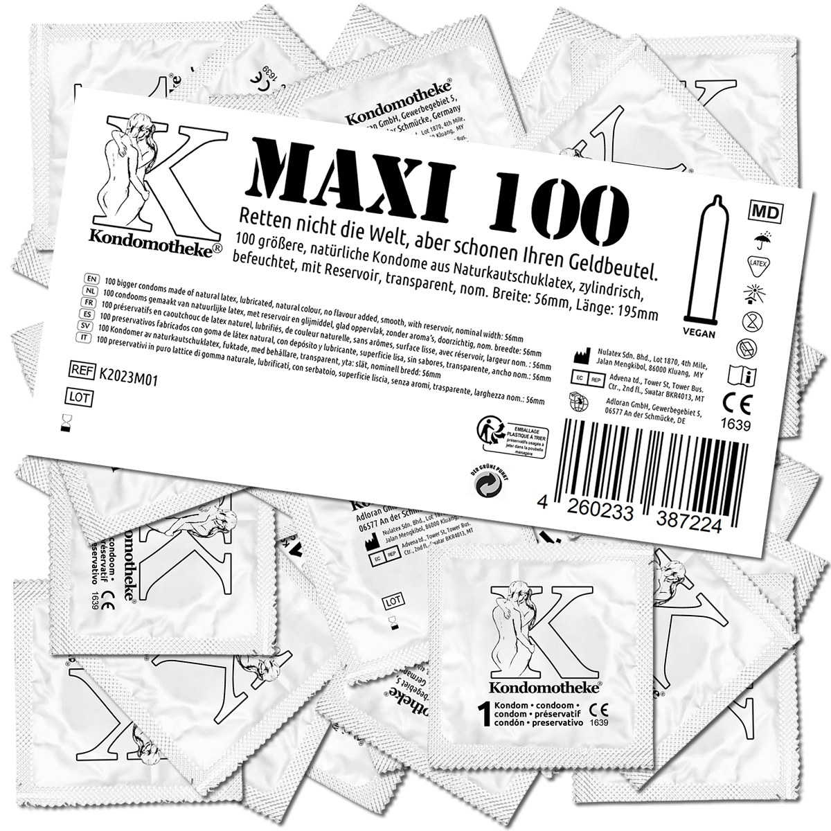 Kondomotheke «MAXI» 100 größere Kondome für richtig viel Platz - die preiswerten Kondome zum Super-Sparpreis!