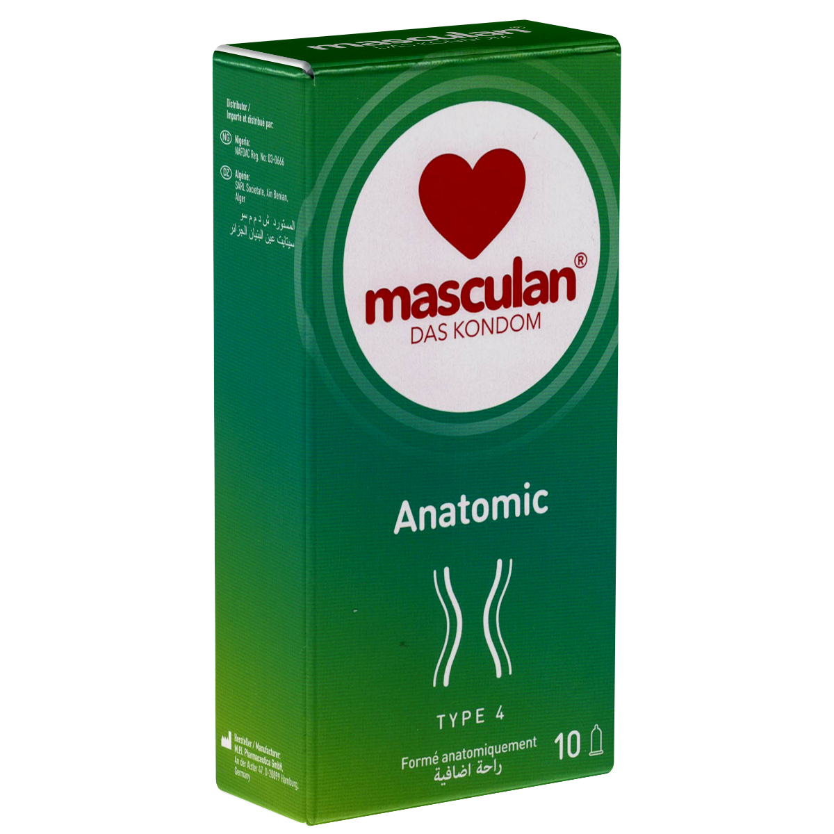 Masculan «Type 4» (anatomic) 10 anatomical condoms with narrow part in front of the glans