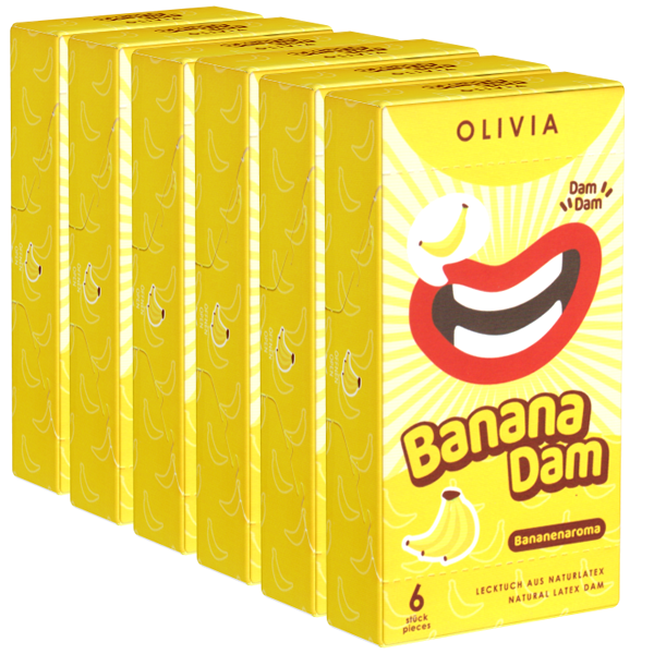 Olivia Dams Retail-Unit: Banana, 6x6 yellow latex sheets (dental dams)