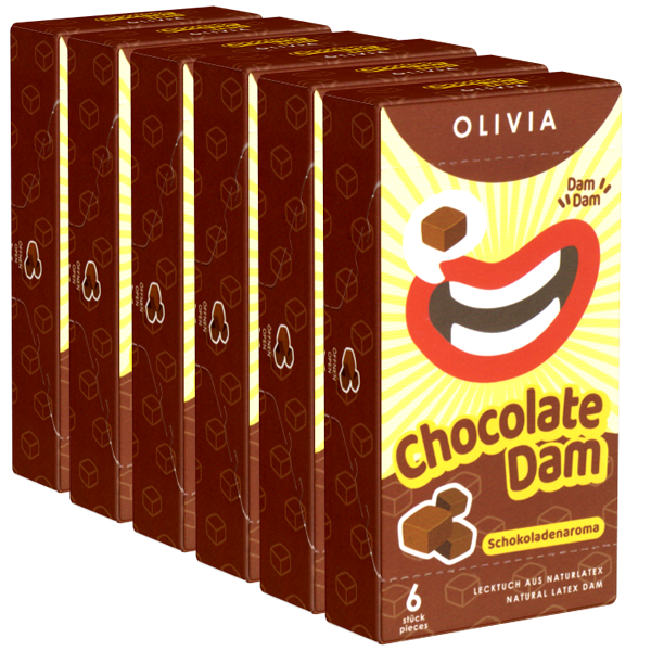 Olivia Dams Retail-Unit: Chocolate, 6x6 brown latex sheets (dental dams)