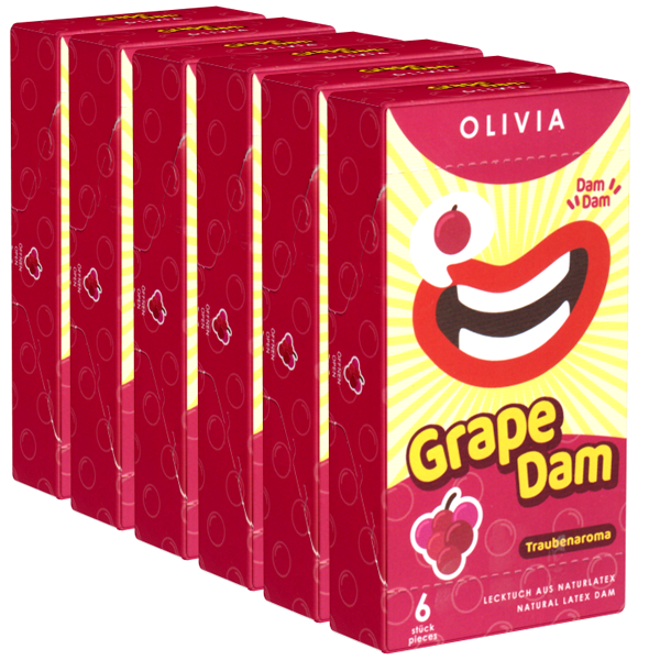 Olivia Dams Retail-Unit: Grape, 6x6 purple latex sheets (dental dams)