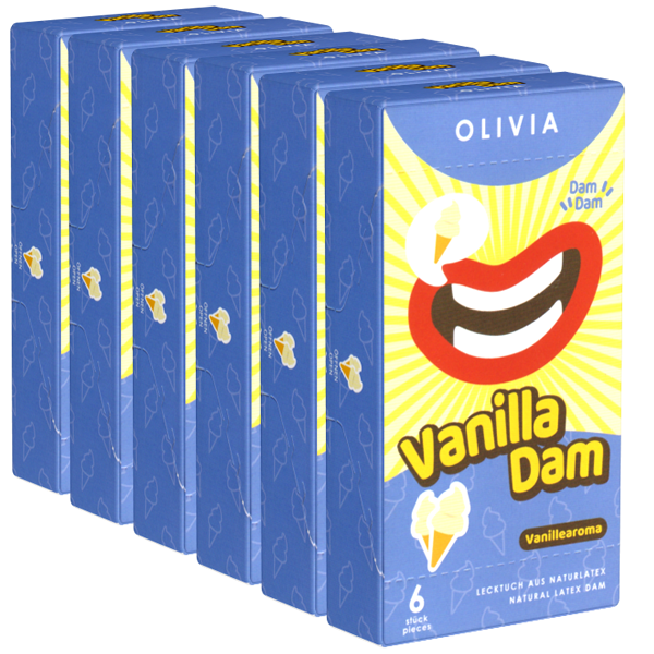 Olivia Dams Retail-Unit: Vanilla, 6x6 white latex sheets (dental dams)