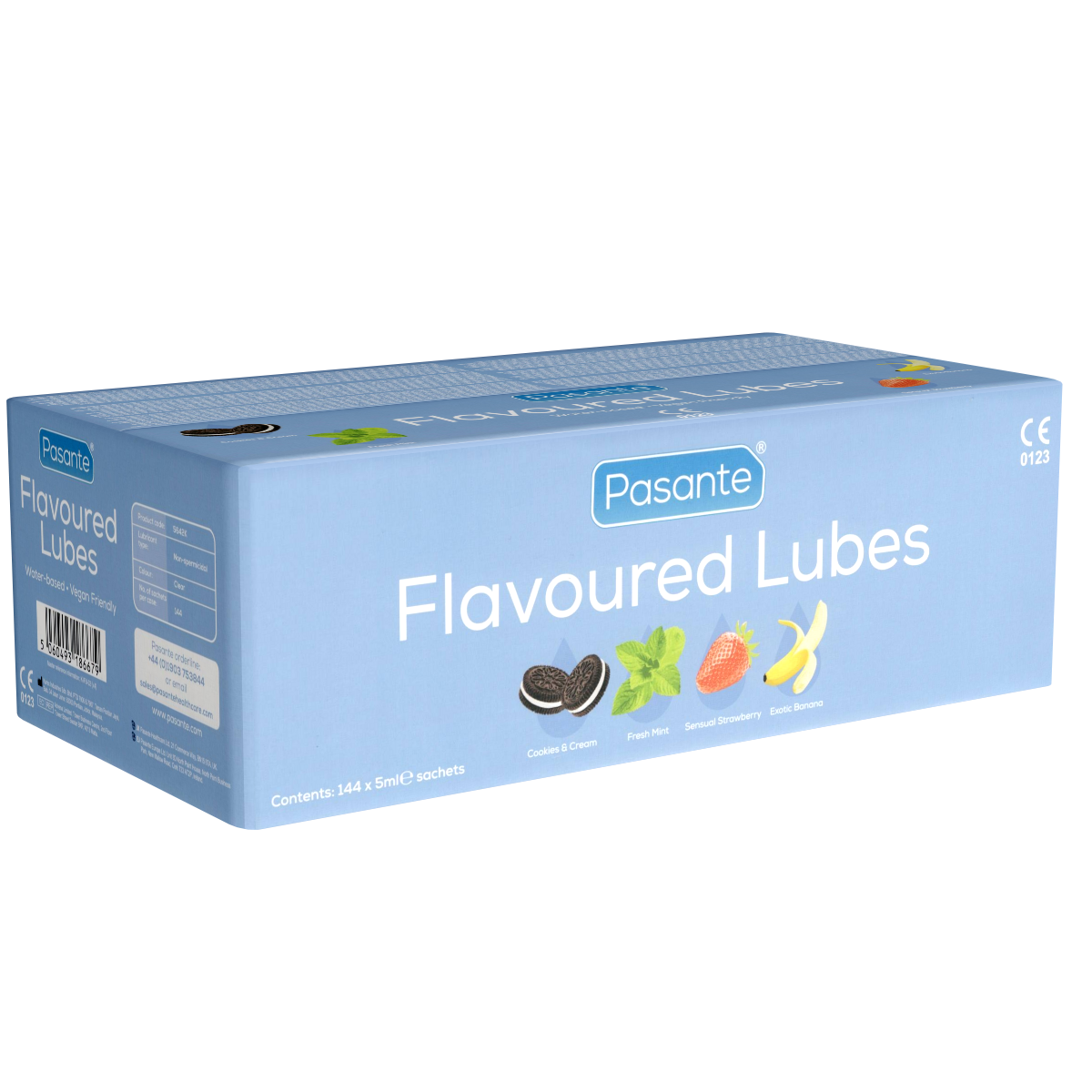 Pasante «Flavoured Lubes» 144 Pack of Water-Based Lubricants, 4 Delicious Flavours, Vegan-Friendly