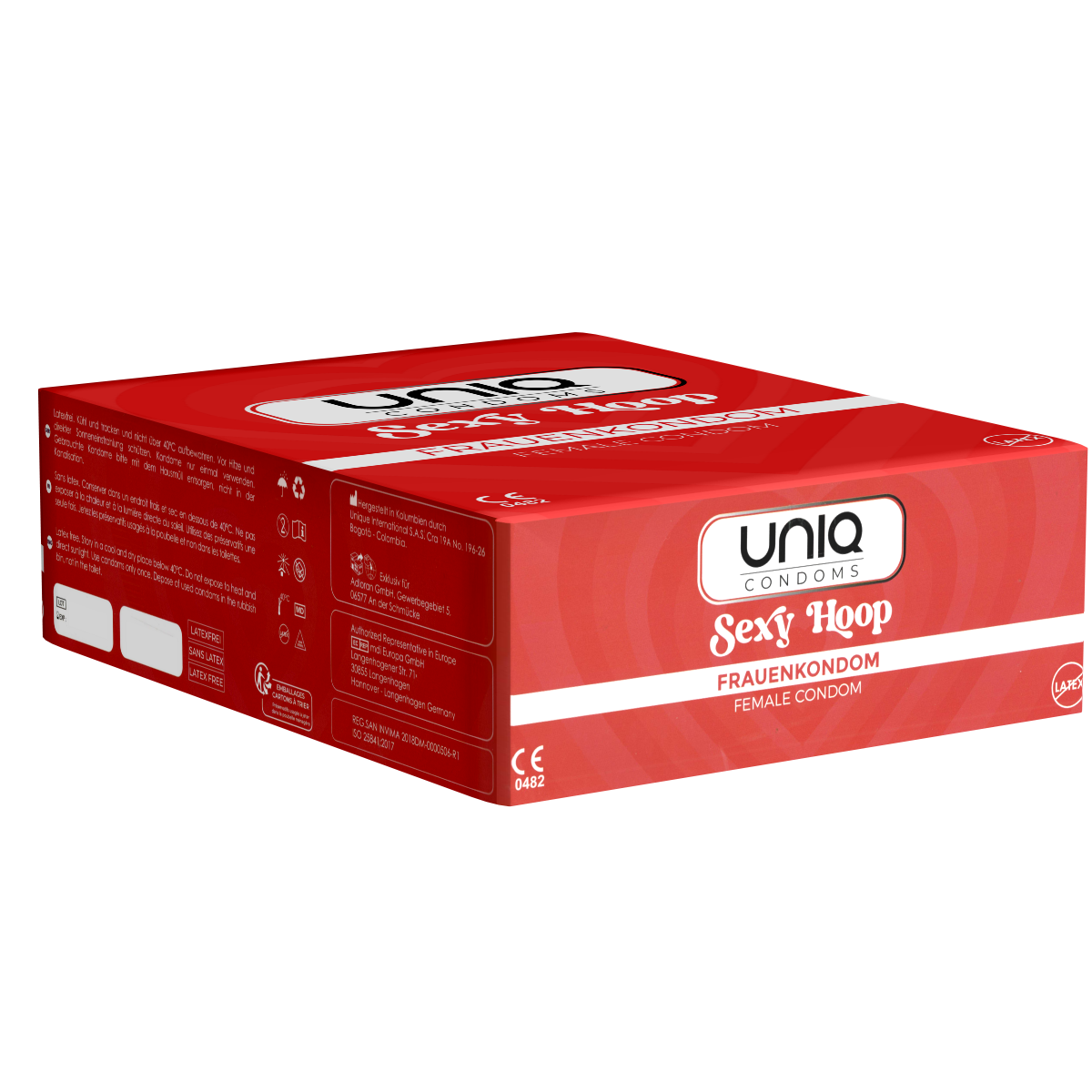 UNIQ Bulk: Sexy Hoop, 100 latex free female condoms - German/English/French