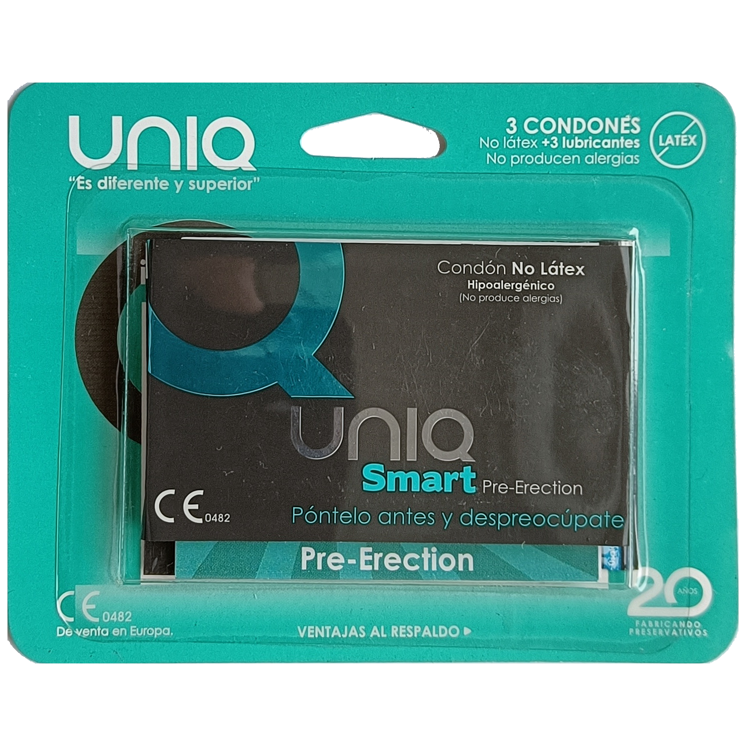 UNIQ Single: Smart 0.008, 3 latexfreie Kondome - Spanisch