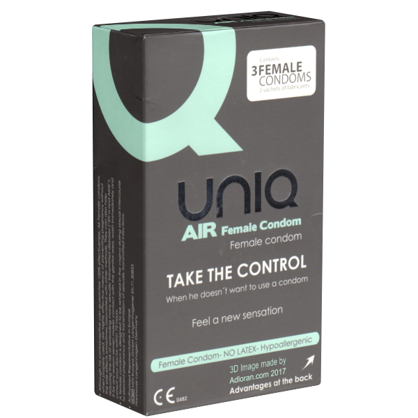 UNIQ Single: AirFemale, 3 latex free female condoms - English