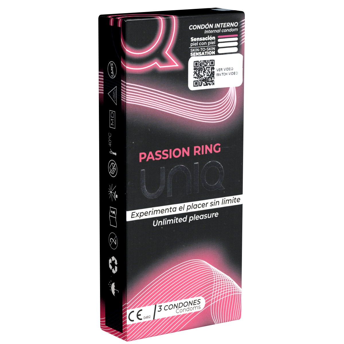 UNIQ Single: Passion Ring, 3 latex free female condoms - English