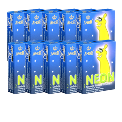 Amor «Neon» 10x2 Leuchtkondome für fluoreszierendes Vergnügen, Sparpack