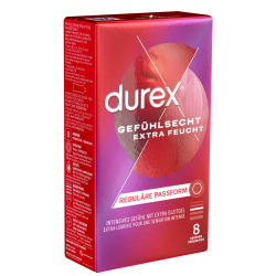 Durex «Gefühlsecht Extra Feucht» 8 extra feuchte und hauchzarte Markenkondome mit Easy-On™-Passform