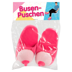 Orion «Busen Puschen» Plüsch-Hausschuhe mit Brüsten, pink, Größe 42-45