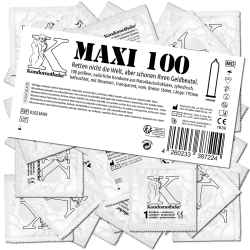 Kondomotheke «MAXI» 100 größere Kondome für richtig viel Platz - die preiswerten Kondome zum Super-Sparpreis!