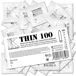 Kondomotheke «THIN» 100 extra dünne Kondome für ein natürliches Gefühl - die preiswerten Kondome zum Super-Sparpreis!