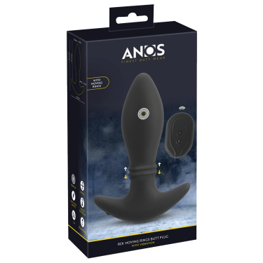 ANOS «Moving Rings Butt Plug» Schwarz, Analplug mit Vibration und beweglichen Ringen für die After-Stimuation