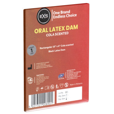 EXS «Cola Scented Oral Latex Dam», 1 Lecktuch aus Latex mit Cola-Aroma