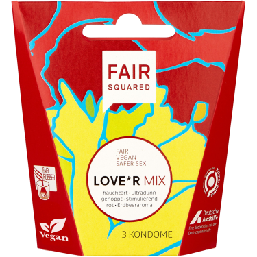 Fair Squared «Love*r Mix» Celebrate your Love, 3 vegane Fair-Trade-Kondome im Sortiment