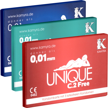 Kamyra «Unique C.2» Test-Set mit 3 Kondomkarten (Free, Pull, Smart)