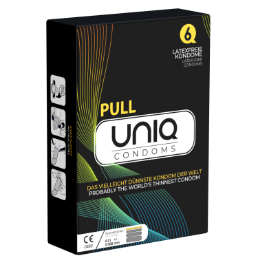 UNIQ «Pull» 6 extrem dünne und latexfreie Kondome mit Abziehbändchen
