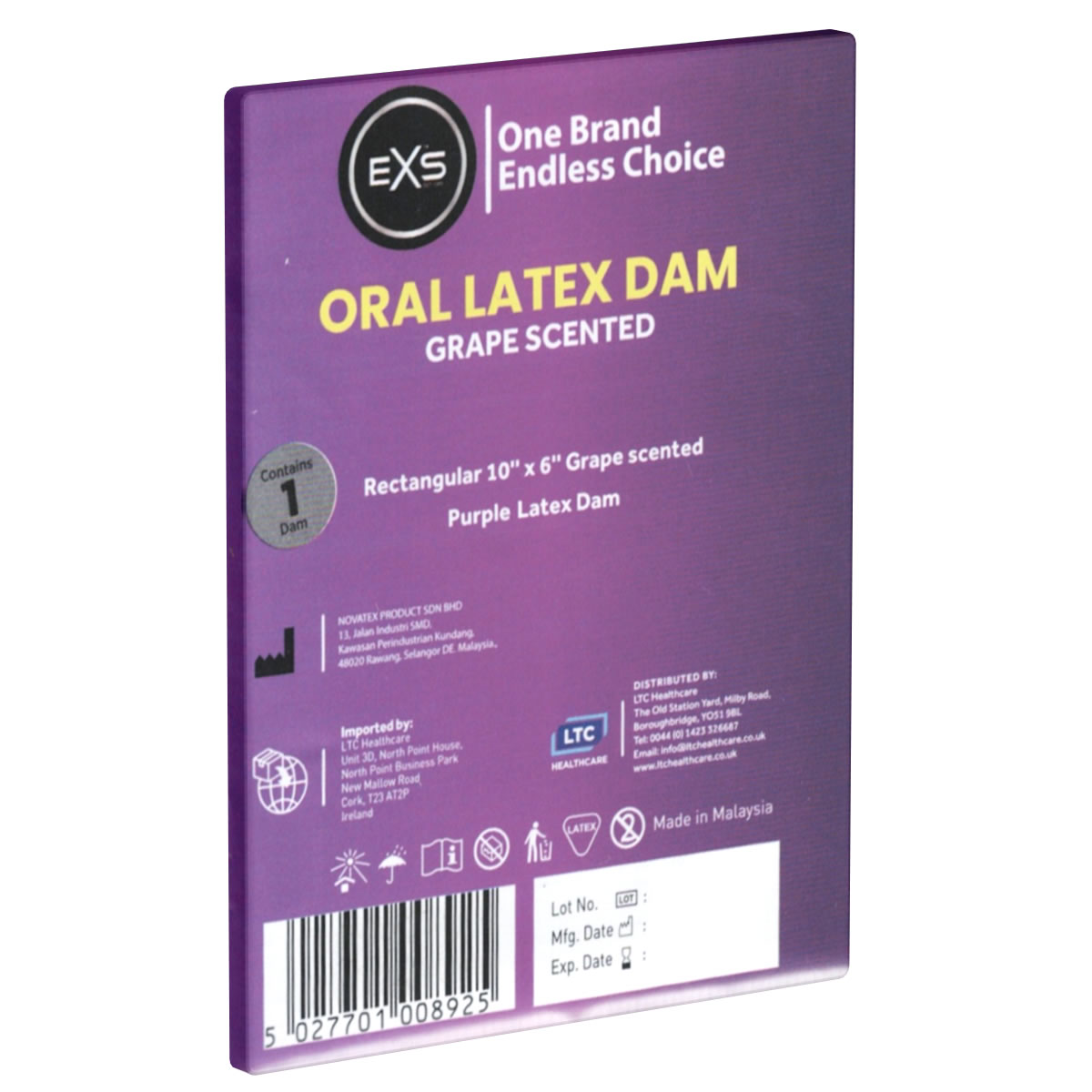 EXS «Scented Latex Dams» 100 Lecktücher aus Latex in 4 Farben/Aromen