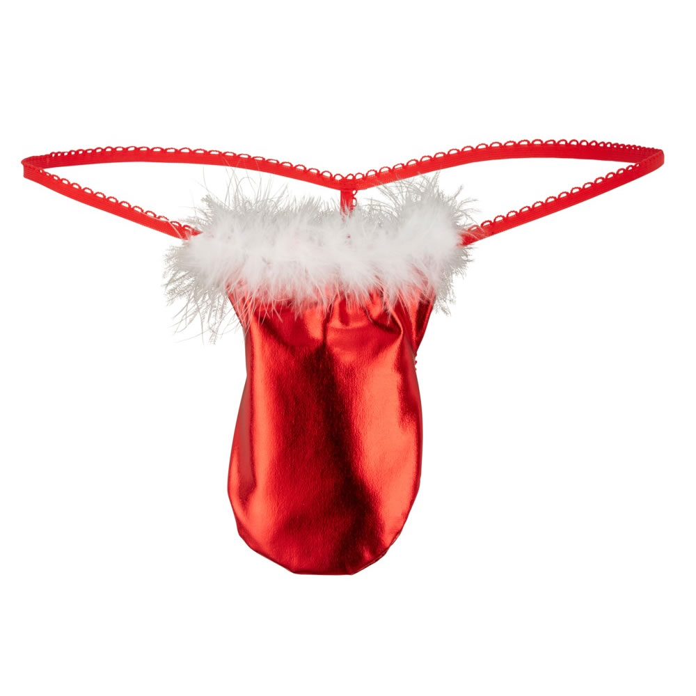 Svenjoyment Men's thong «X-Mas» metallic red in Santa Claus design