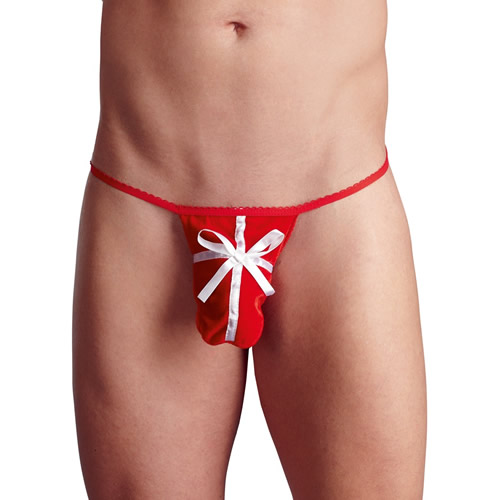 Svenjoyment String for men «Present» red and white in a xmas present design