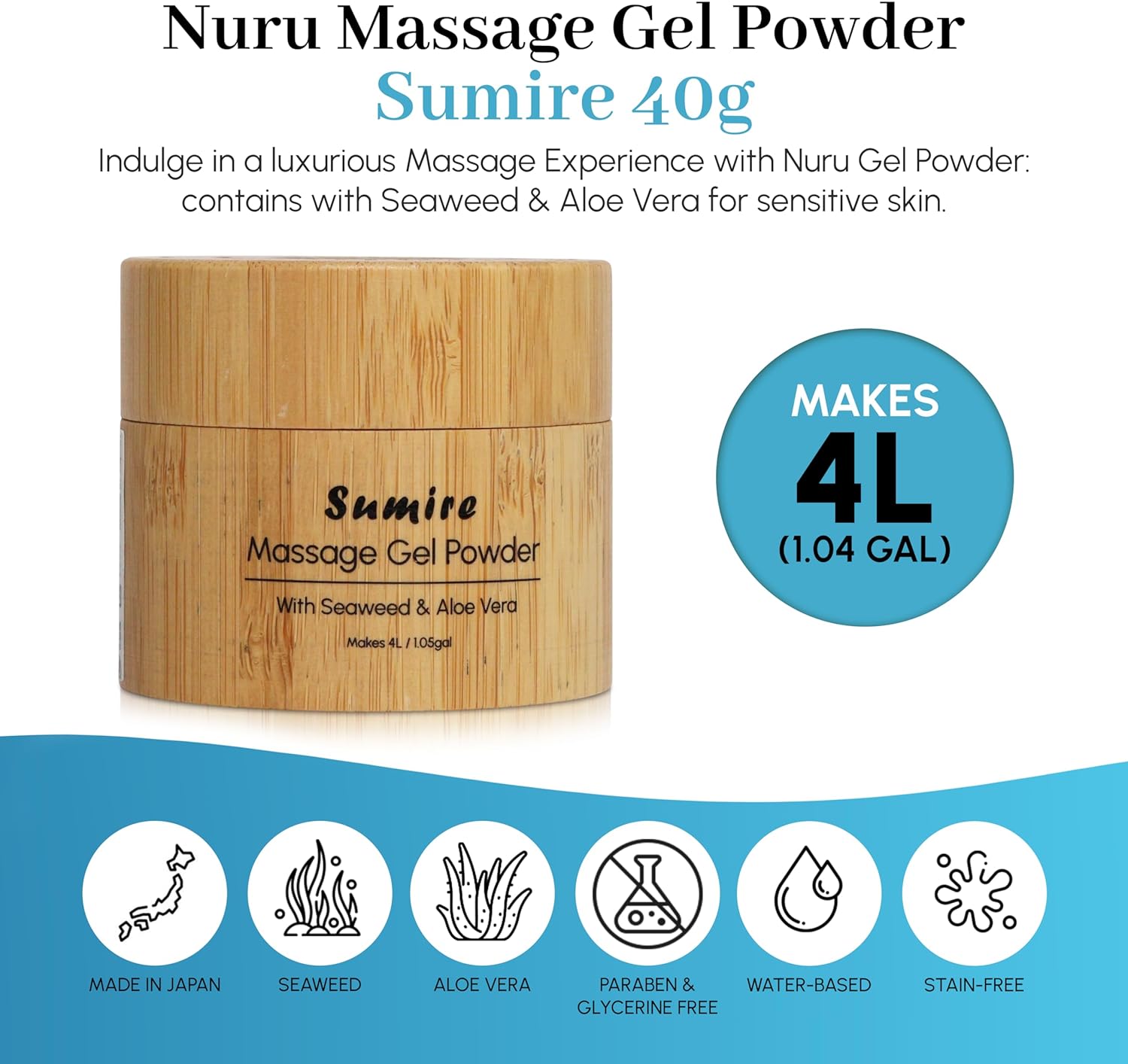 EROTICGEL «Nuru Massage Gel Powder - SUMIRE Edition» with Nori Seaweed and Aloe Vera, japanisches Massagegel-Pulver mit Aloe Vera und Nori Algen, 40g