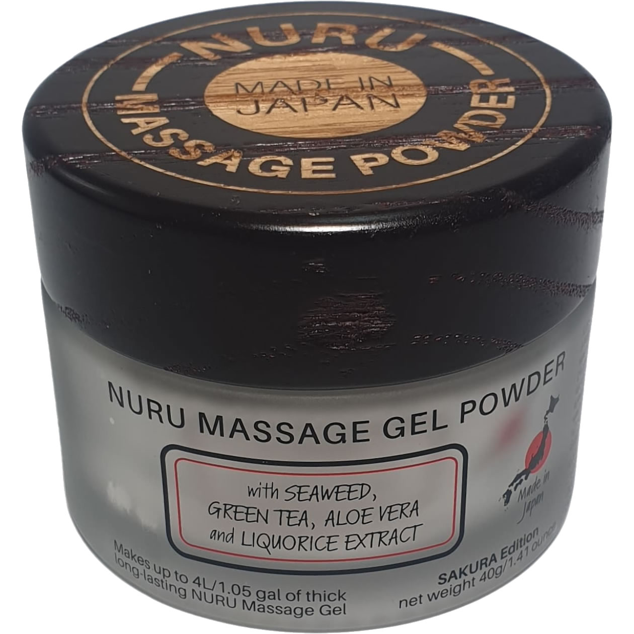 EROTICGEL «Nuru Massage Gel Powder - SAKURA Edition» with Seaweed, Green Tea, Aloe Vera and Liquorice Extract - japanisches Massagegel-Pulver mit Aloe Vera, Grünem Tee, Algen und Süßholz-Extrakt, 40g