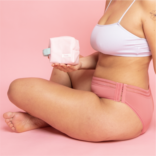 Beppy Panties «CORAL» Pink/Rosa, Größe XS, zwei Menstruations-Slips mit Waschtasche und Aufbewahrungstasche