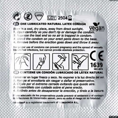 Sensitex «Sensations» 3 stimulierende und vegane Kondome aus Spanien